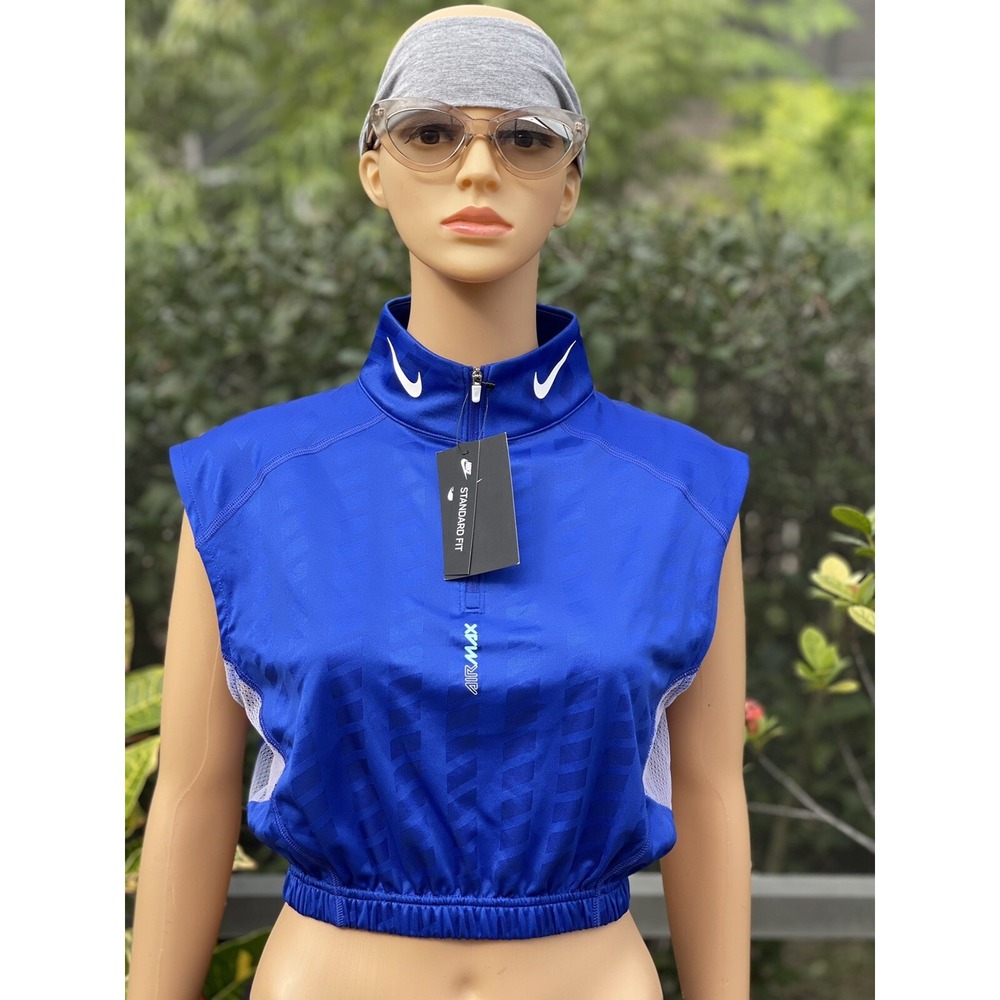 Nike Air Max 1/2‑Zip Crop Top Women's XS Blue New w/Tags